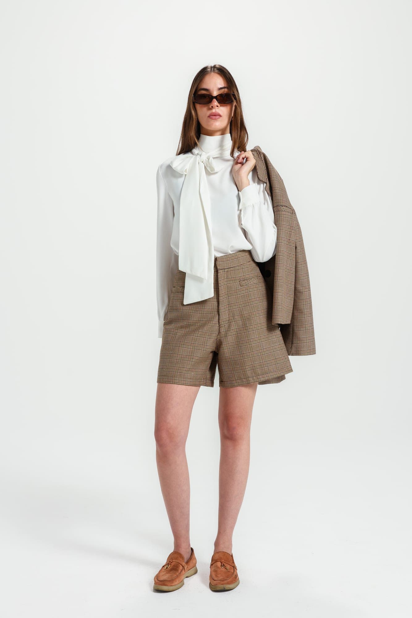 Glen Plaid Tailored Shorts - View 1